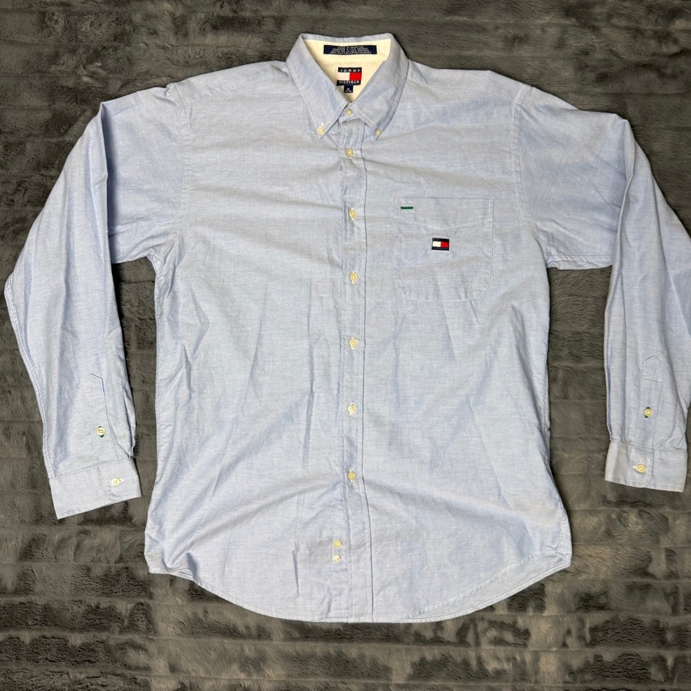 Tommy Hilfiger Mens XL Light Blue Oxford Button Down Shirt Long Sleeve Cotton